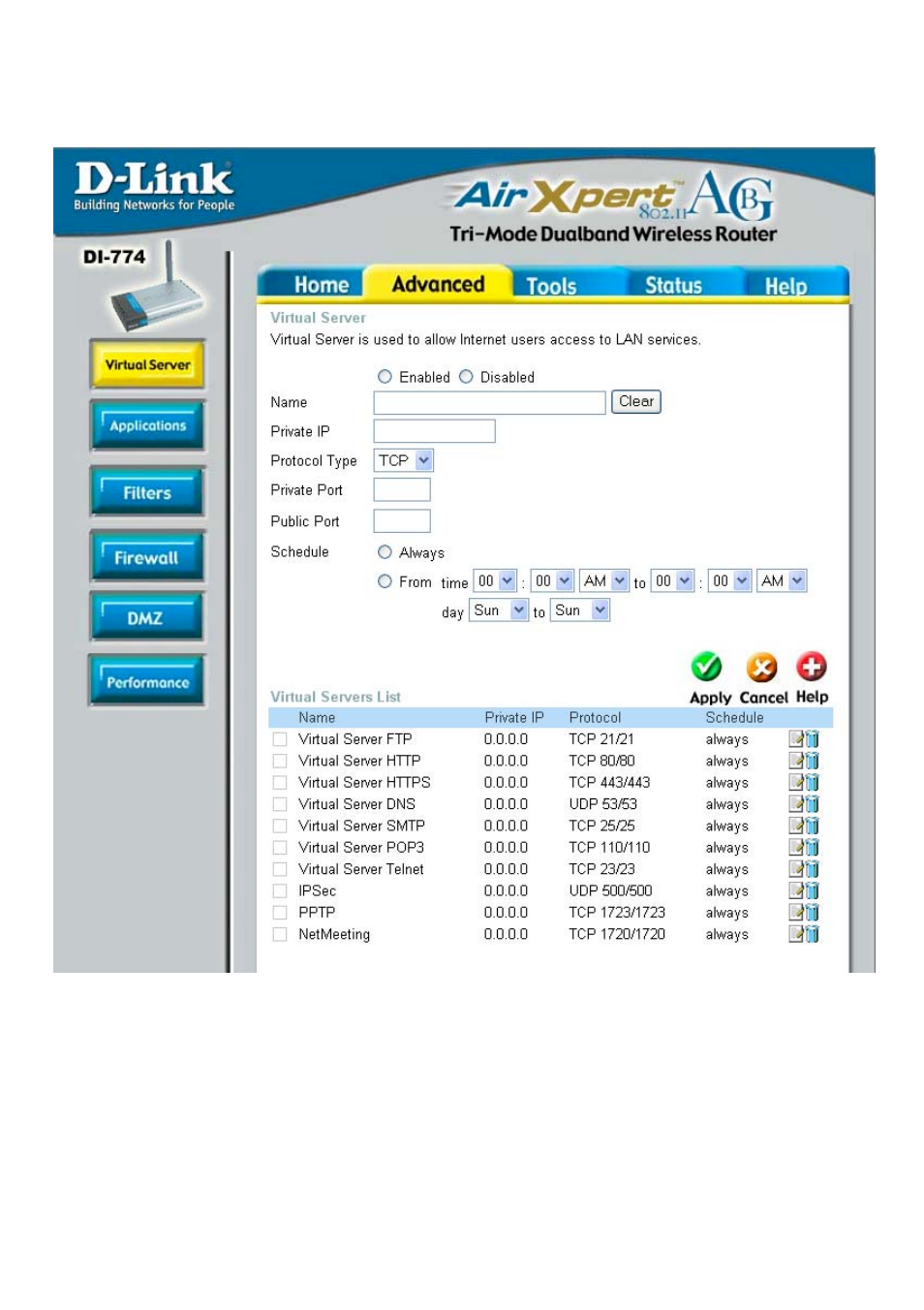 Using the configuration menu (continued) | D-Link DI-774 User Manual | Page 21 / 98