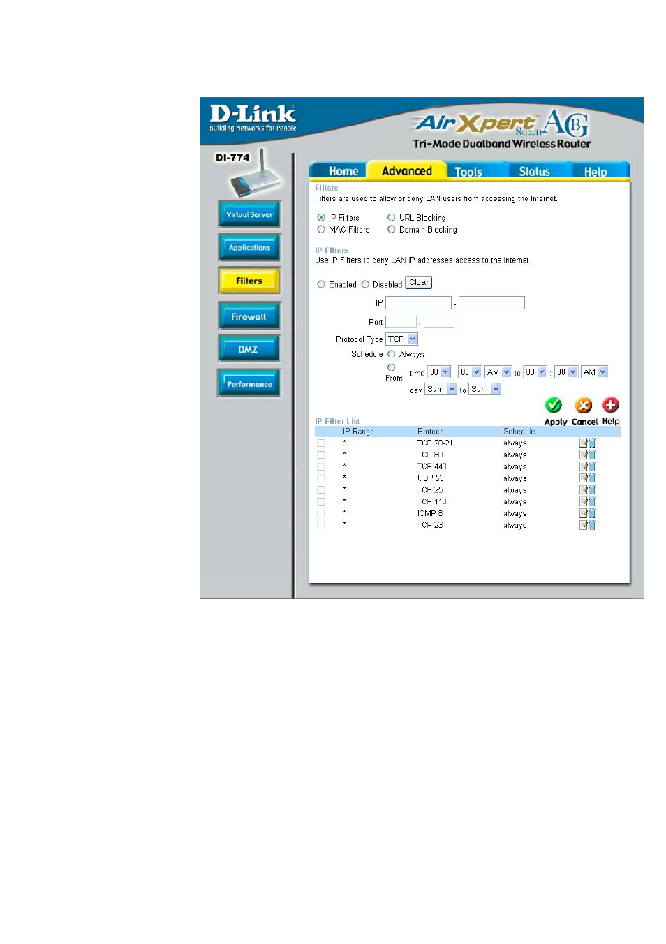 Using the configuration menu (continued) | D-Link DI-774 User Manual | Page 25 / 98