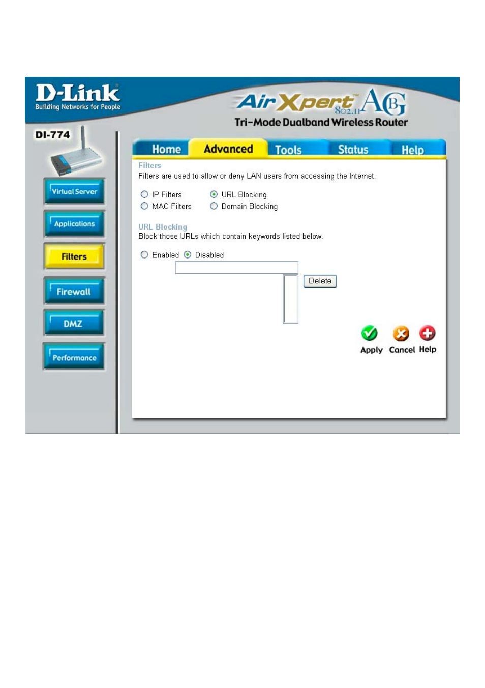 Using the configuration menu | D-Link DI-774 User Manual | Page 26 / 98