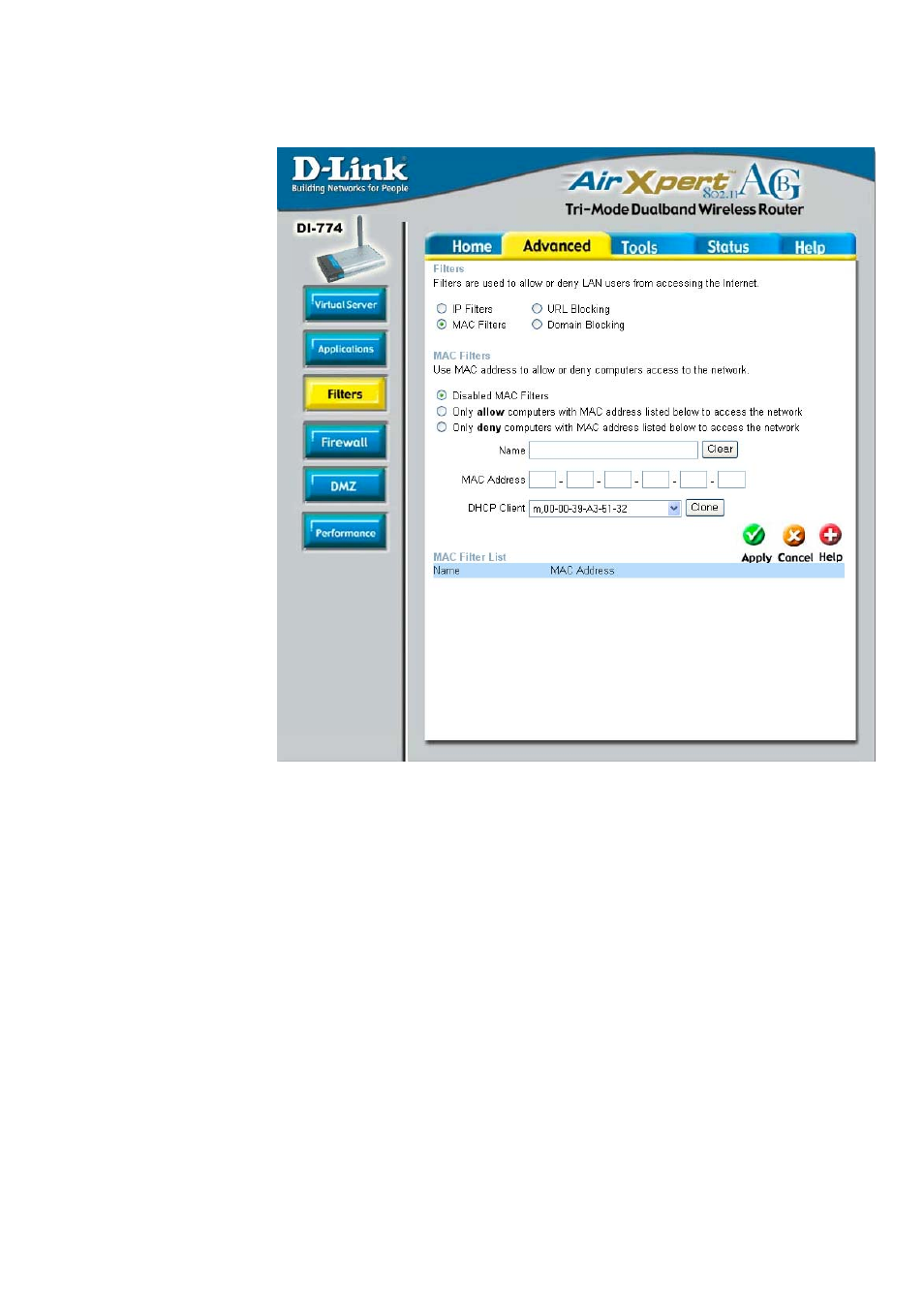 Using the configuration menu | D-Link DI-774 User Manual | Page 27 / 98