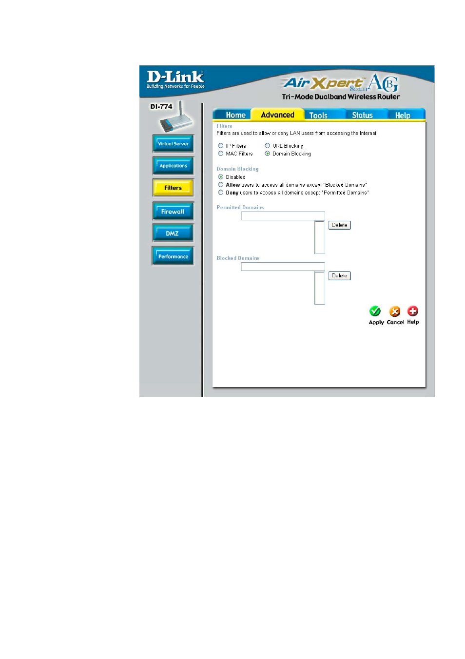 Using the configuration menu (continued) | D-Link DI-774 User Manual | Page 28 / 98