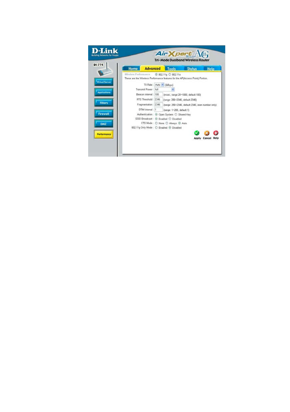 Using the configuration menu (continued) | D-Link DI-774 User Manual | Page 32 / 98