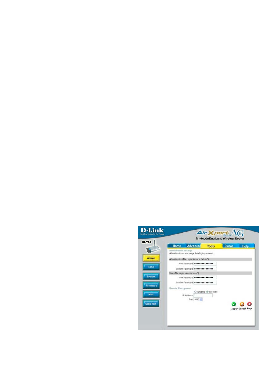 Using the configuration menu (continued) | D-Link DI-774 User Manual | Page 33 / 98