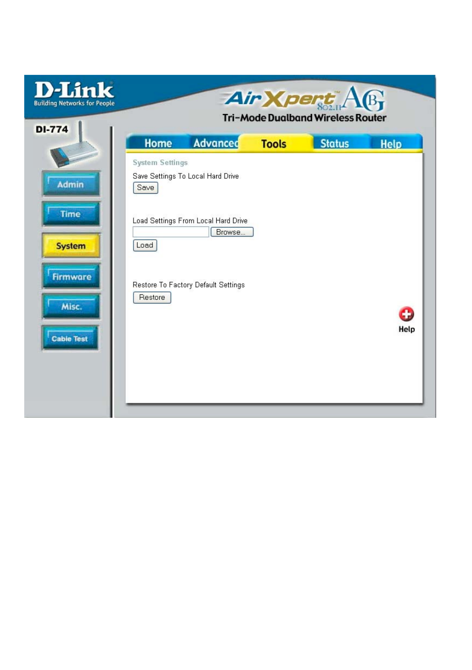 Using the configuration menu (continued) | D-Link DI-774 User Manual | Page 35 / 98