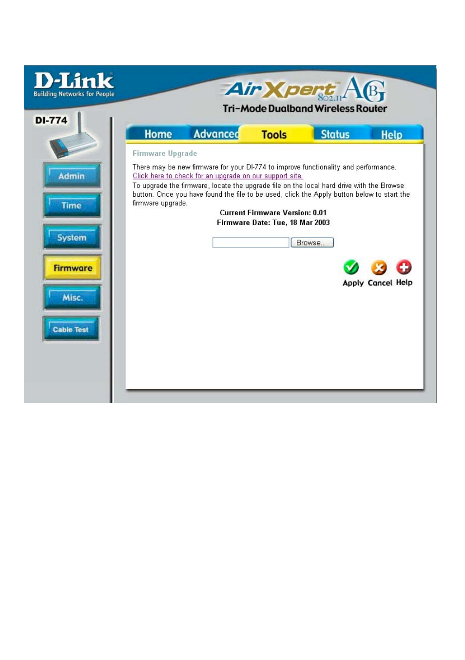 Using the configuration menu (continued) | D-Link DI-774 User Manual | Page 36 / 98