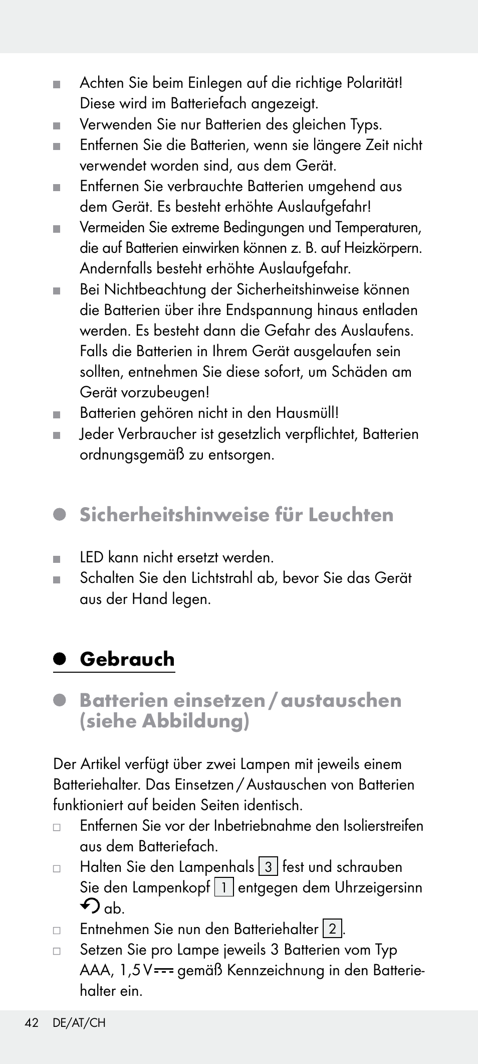 Sicherheitshinweise für leuchten | Livarno Z31240 User Manual | Page 42 / 45