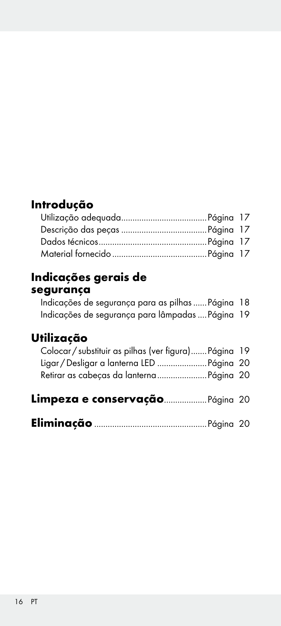 Introdução, Indicações gerais de segurança, Utilização | Limpeza e conservação, Eliminação | Livarno Z31240 User Manual | Page 16 / 33