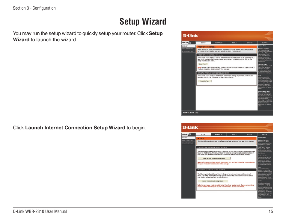 Setup wizard | D-Link WBR-2310 User Manual | Page 15 / 78