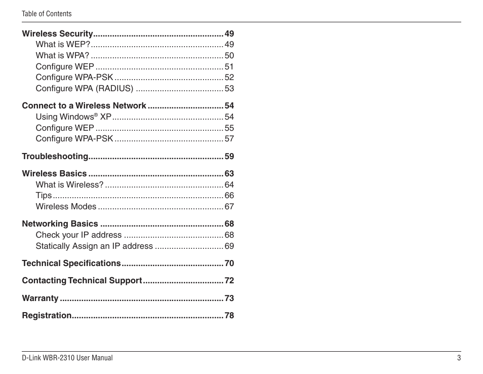 D-Link WBR-2310 User Manual | Page 3 / 78