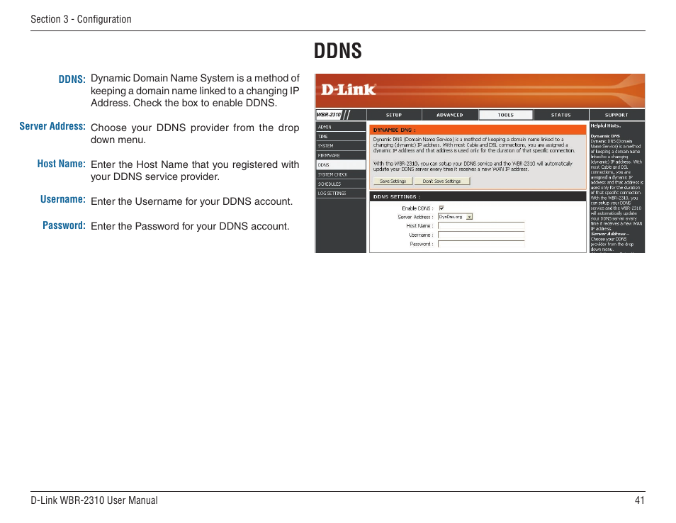 Ddns | D-Link WBR-2310 User Manual | Page 41 / 78