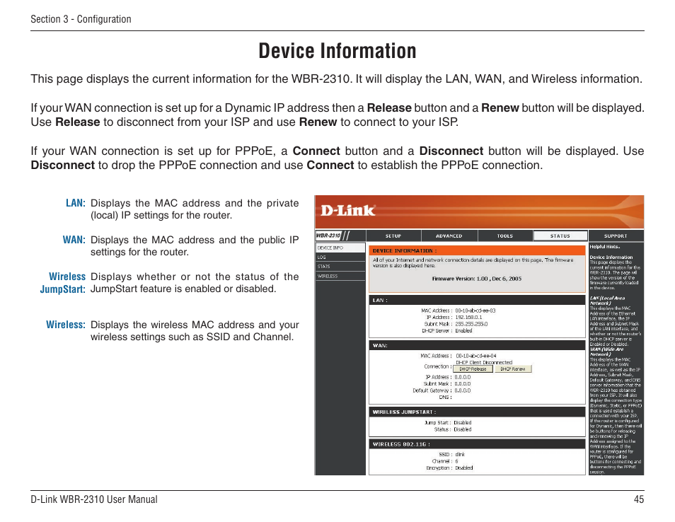 Device information | D-Link WBR-2310 User Manual | Page 45 / 78