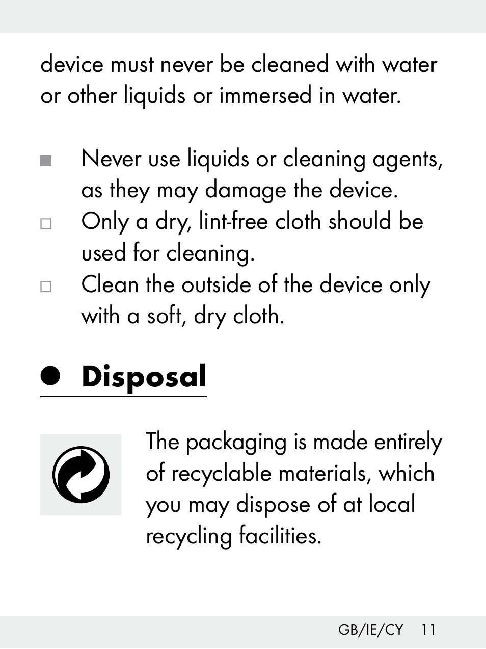 Disposal | Livarno Z31172..-BS User Manual | Page 11 / 27