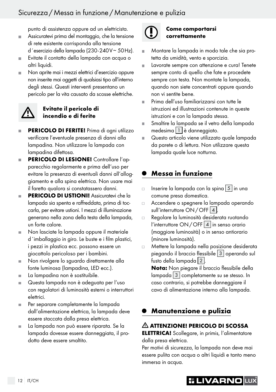 Messa in funzione, Manutenzione e pulizia | Livarno LED PLUG-IN LIGHT User Manual | Page 12 / 17