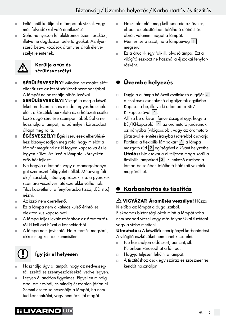 Üzembe helyezés, Karbantartás és tisztítás | Livarno LED PLUG-IN LIGHT User Manual | Page 9 / 25