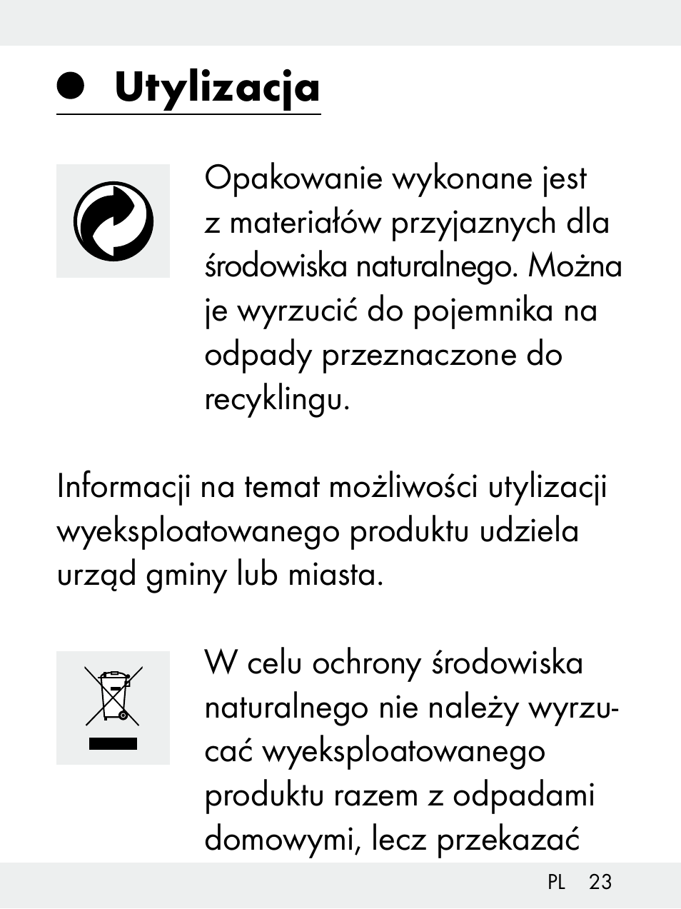 Utylizacja | Livarno Z31172..-BS User Manual | Page 23 / 85