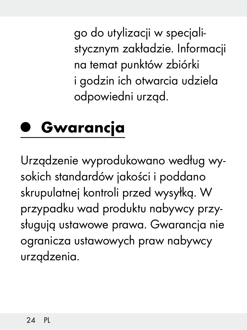 Gwarancja | Livarno Z31172..-BS User Manual | Page 24 / 85