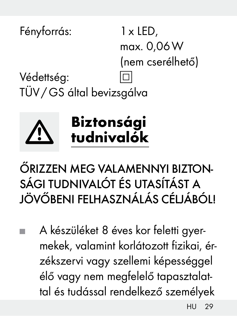 Biztonsági tudnivalók | Livarno Z31172..-BS User Manual | Page 29 / 85