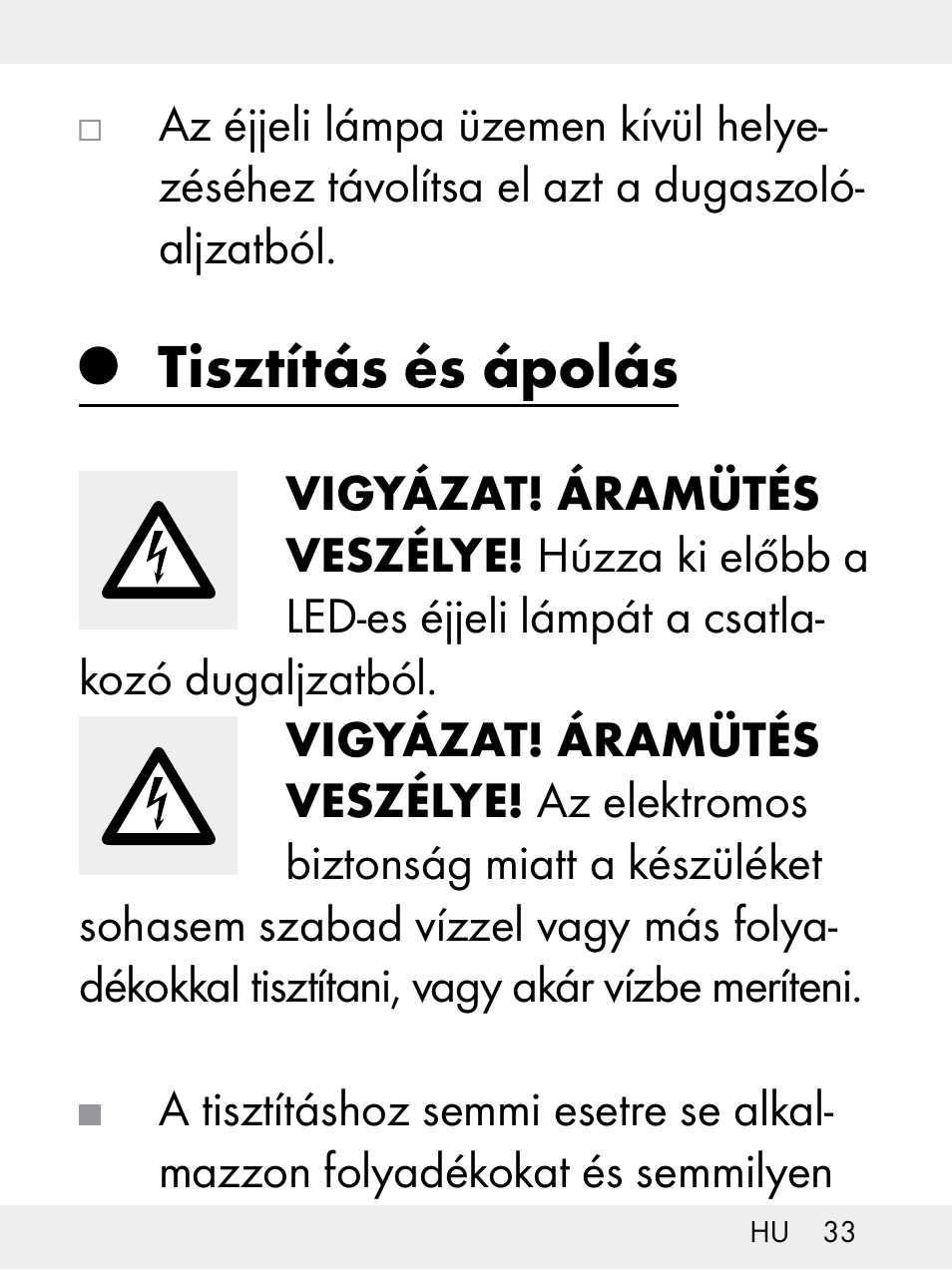 Tisztítás és ápolás | Livarno Z31172..-BS User Manual | Page 33 / 85
