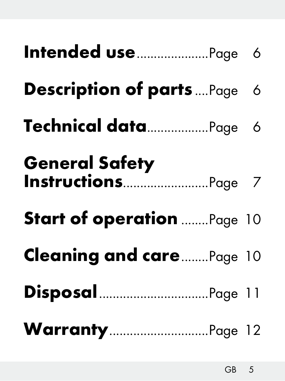 Intended use, Description of parts, Technical data | General safety instructions, Start of operation, Cleaning and care, Disposal, Warranty | Livarno Z31172..-BS User Manual | Page 5 / 85