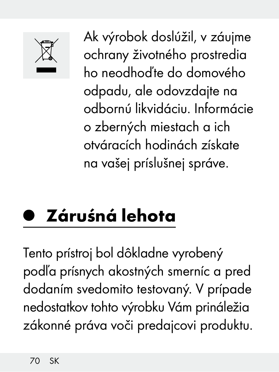 Záruśná lehota | Livarno Z31172..-BS User Manual | Page 70 / 85