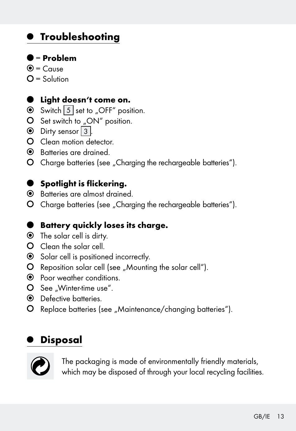 Troubleshooting, Disposal | Livarno Z31999 User Manual | Page 13 / 84