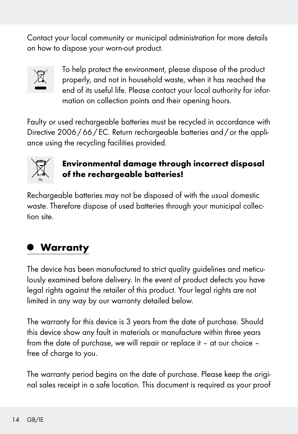 Warranty | Livarno Z31999 User Manual | Page 14 / 84