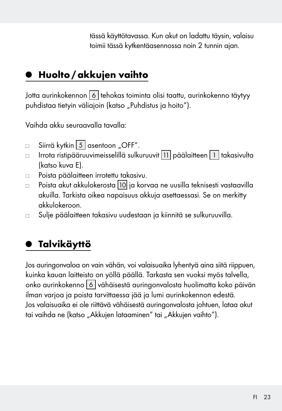 Huolto / akkujen vaihto, Talvikäyttö | Livarno Z31999 User Manual | Page 23 / 84