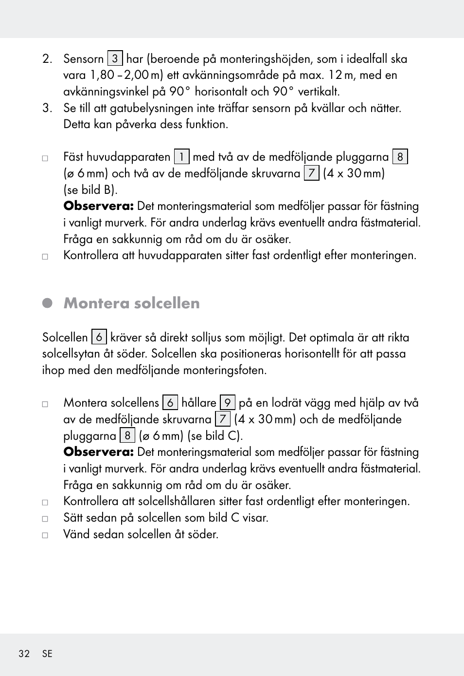 Montera solcellen | Livarno Z31999 User Manual | Page 32 / 84