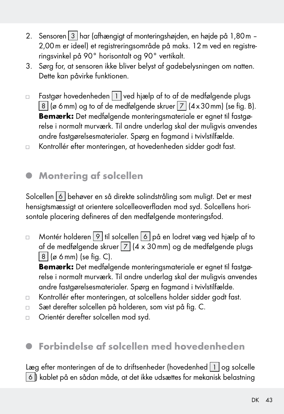 Montering af solcellen, Forbindelse af solcellen med hovedenheden | Livarno Z31999 User Manual | Page 43 / 84