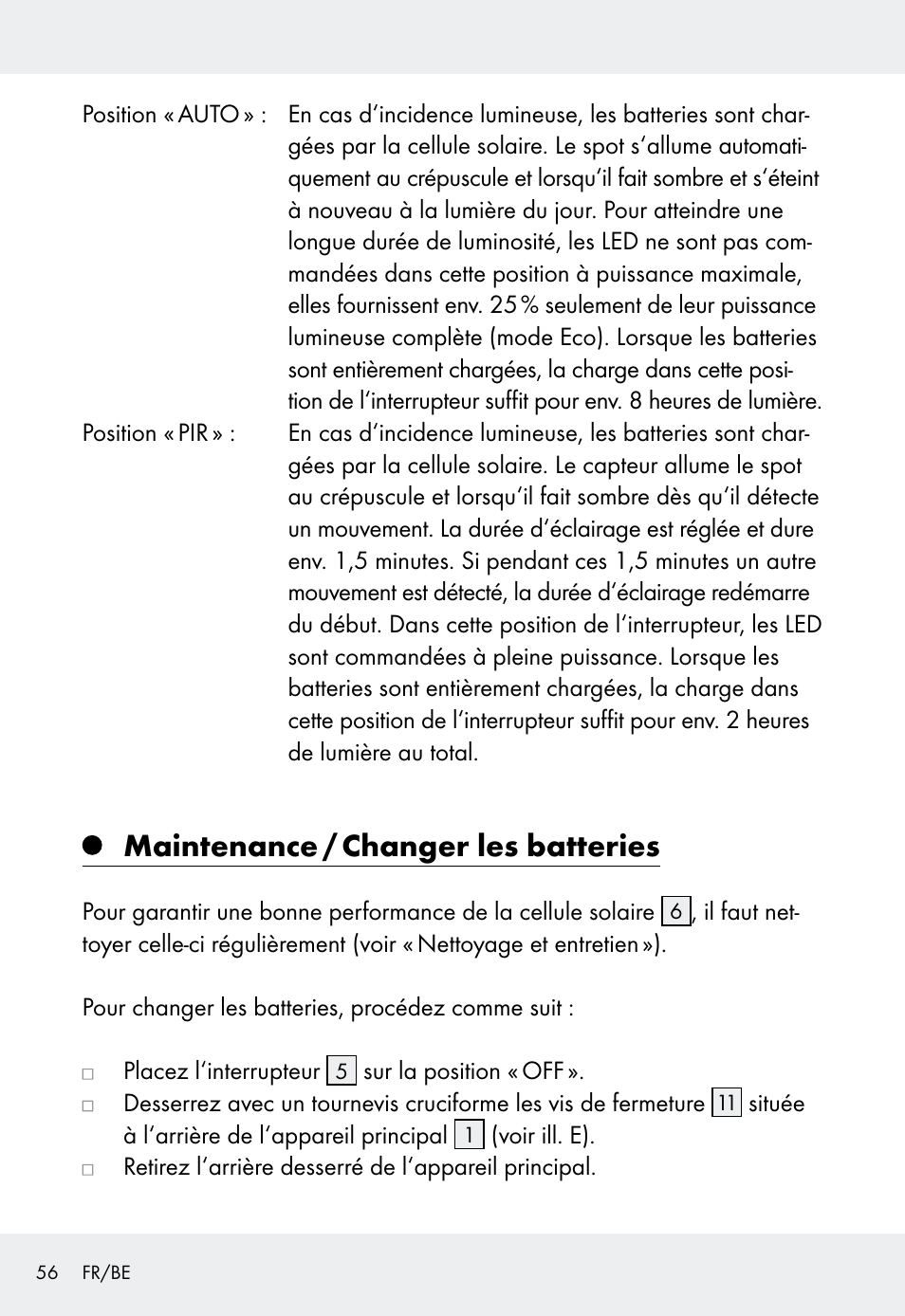 Maintenance / changer les batteries | Livarno Z31999 User Manual | Page 56 / 84