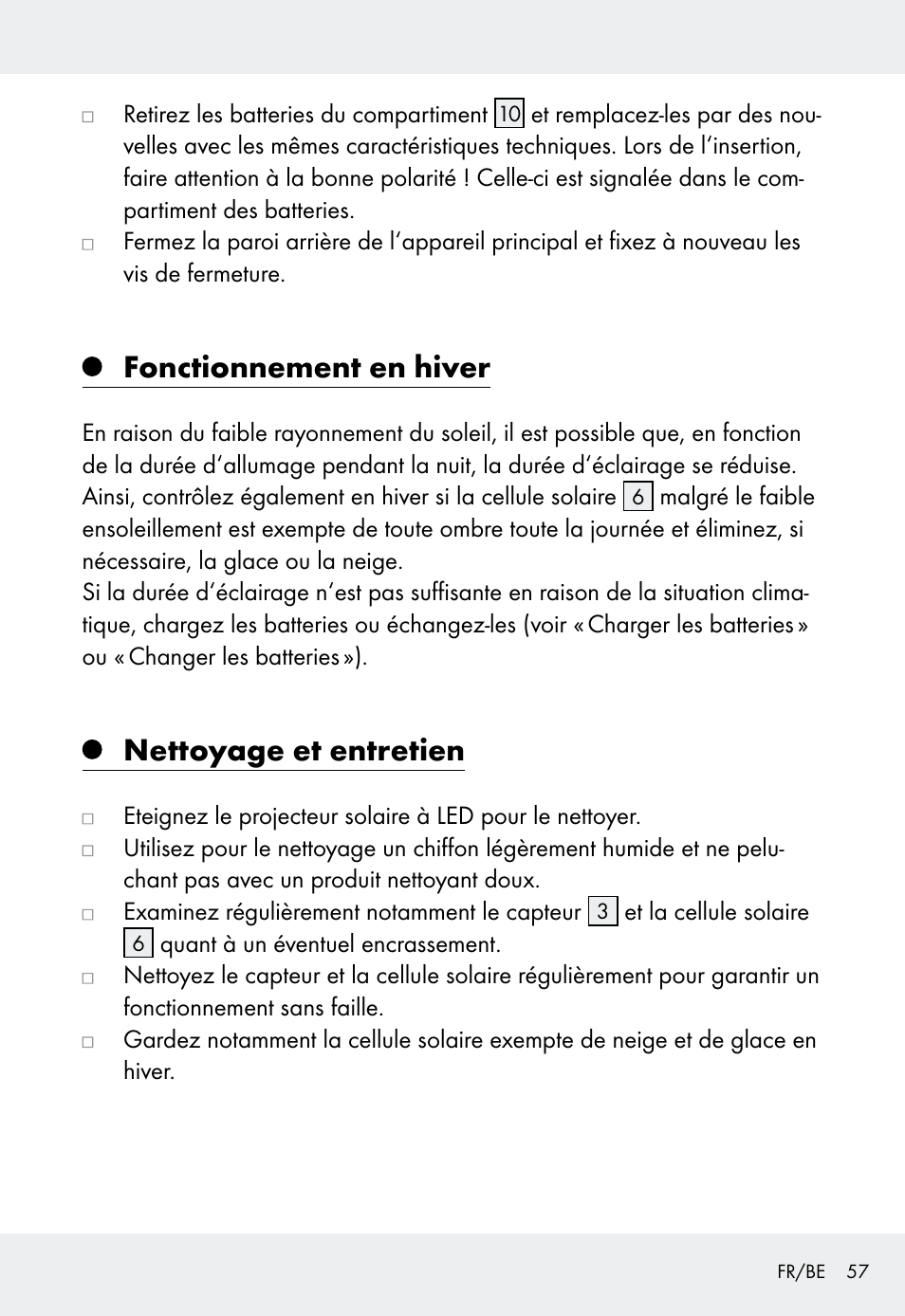 Fonctionnement en hiver, Nettoyage et entretien | Livarno Z31999 User Manual | Page 57 / 84