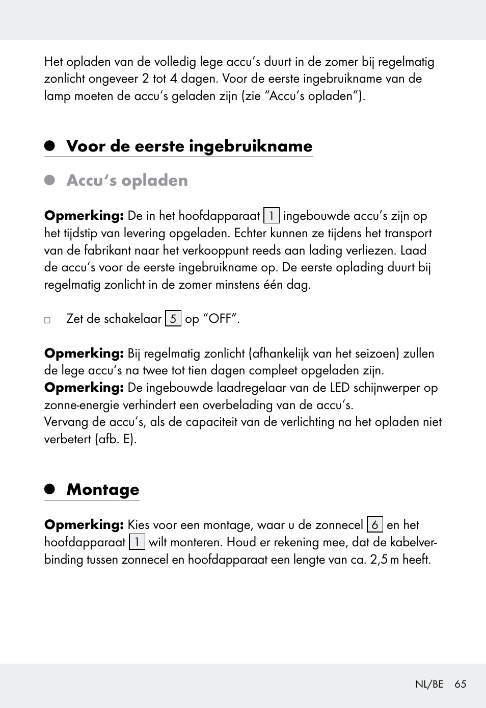 Voor de eerste ingebruikname accu‘s opladen, Montage | Livarno Z31999 User Manual | Page 65 / 84