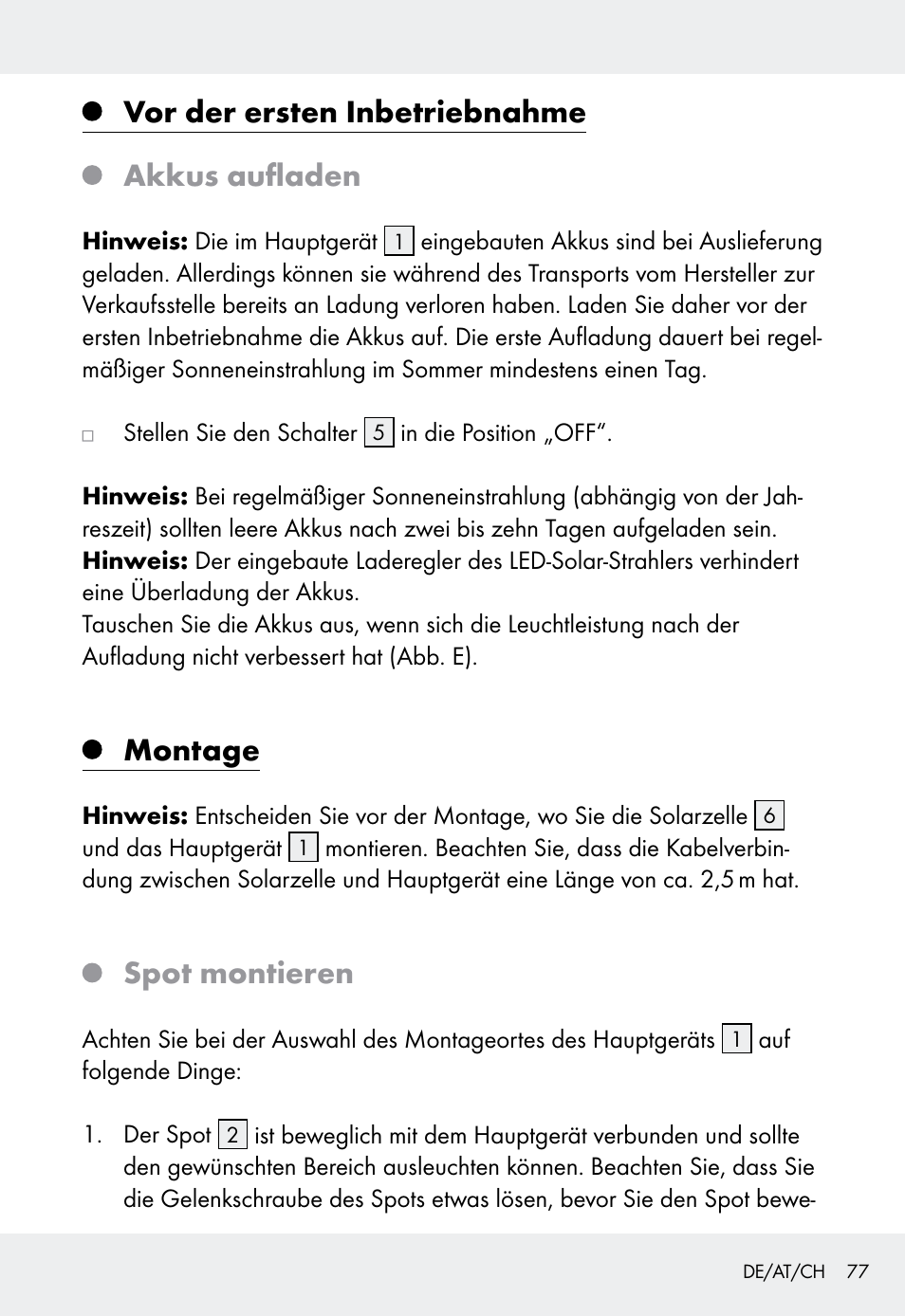 Vor der ersten inbetriebnahme akkus aufladen, Montage, Spot montieren | Livarno Z31999 User Manual | Page 77 / 84