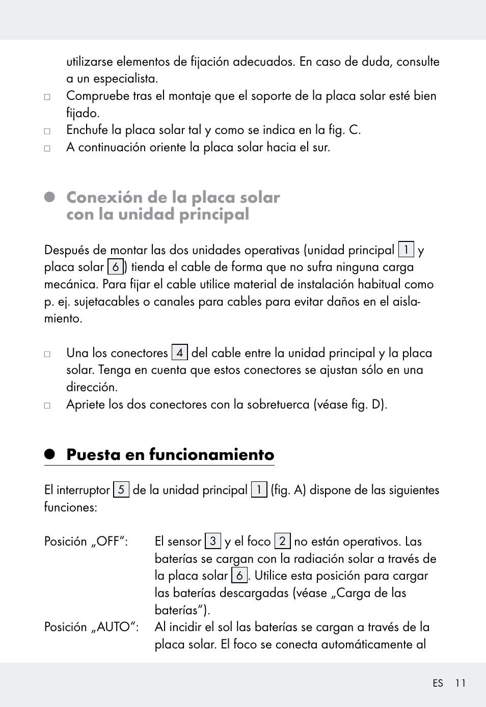 Conexión de la placa solar con la unidad principal, Puesta en funcionamiento | Livarno Z31999 User Manual | Page 11 / 63