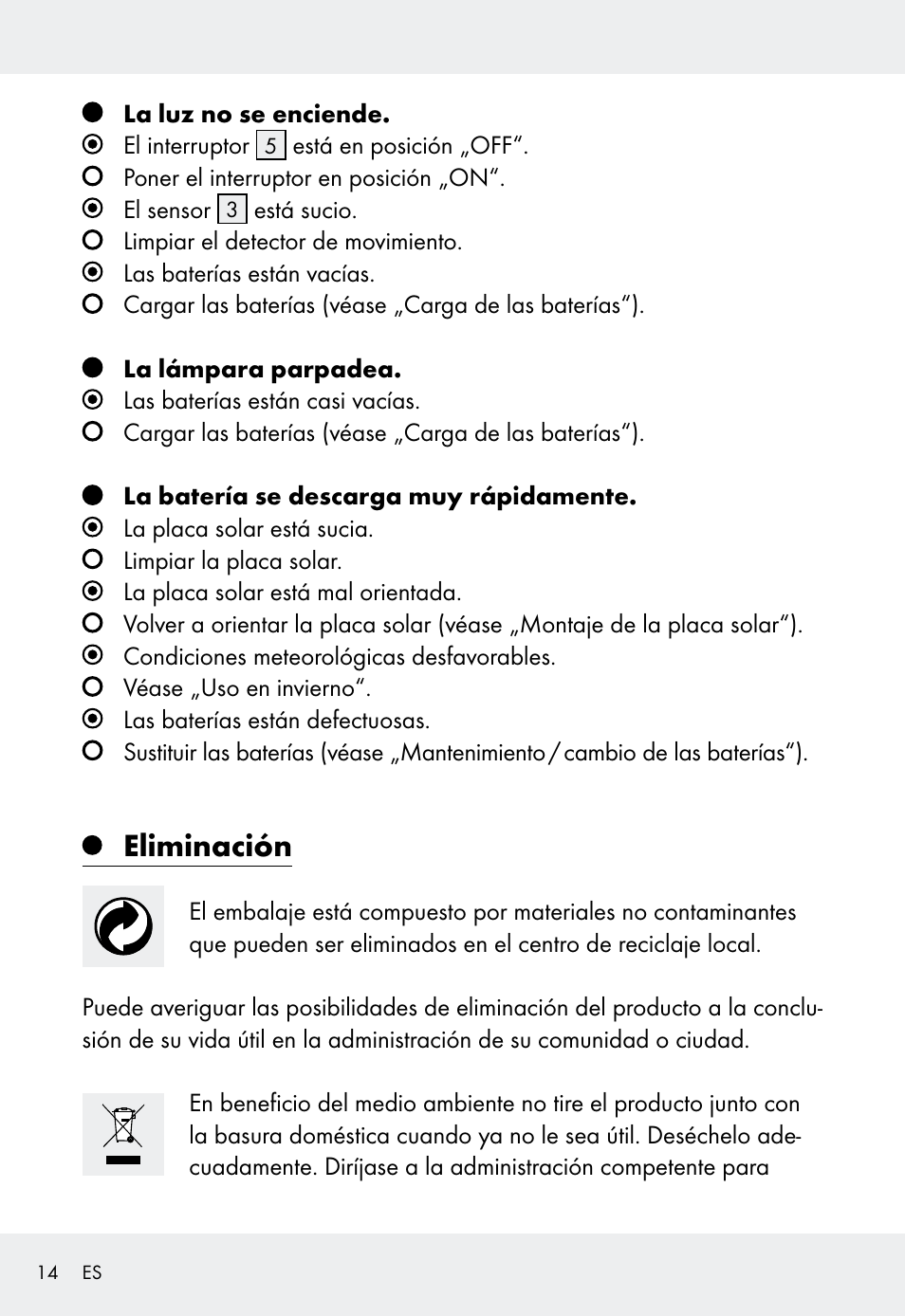 Eliminación | Livarno Z31999 User Manual | Page 14 / 63