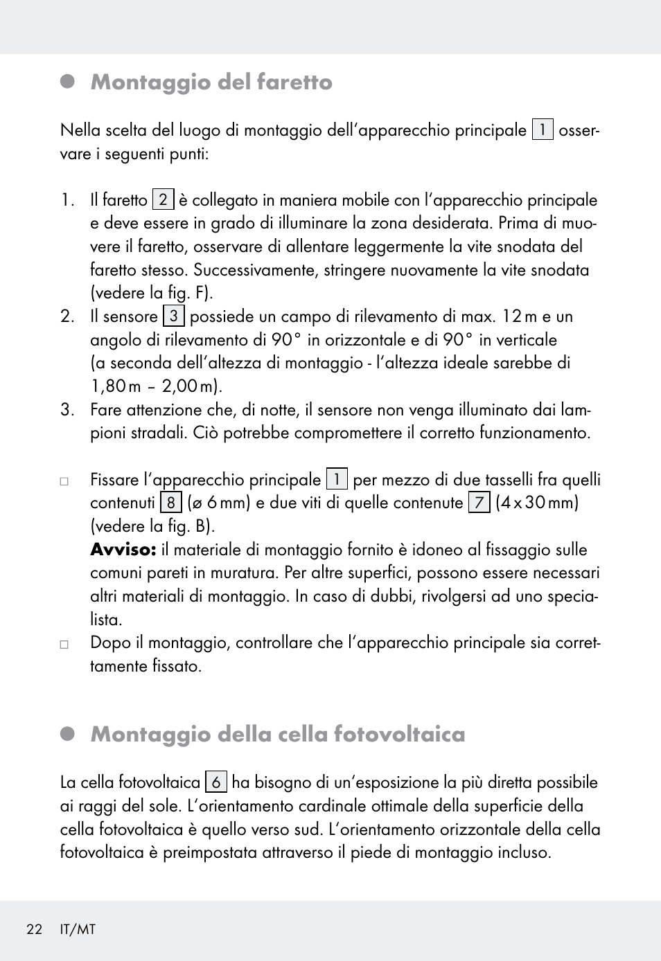 Montaggio del faretto, Montaggio della cella fotovoltaica | Livarno Z31999 User Manual | Page 22 / 63