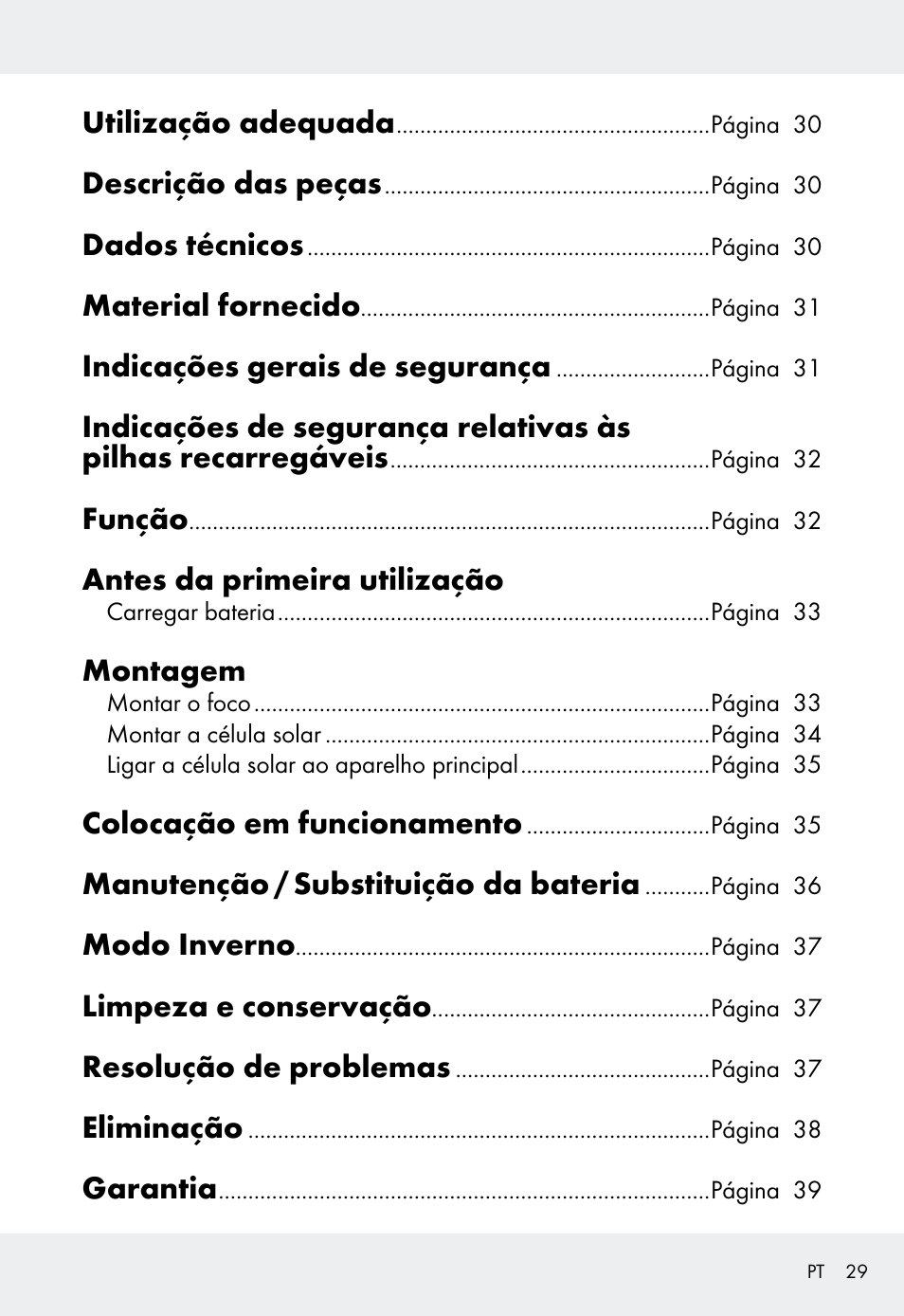 Utilização adequada, Descrição das peças, Dados técnicos | Material fornecido, Indicações gerais de segurança, Função, Antes da primeira utilização, Montagem, Colocação em funcionamento, Manutenção / substituição da bateria | Livarno Z31999 User Manual | Page 29 / 63