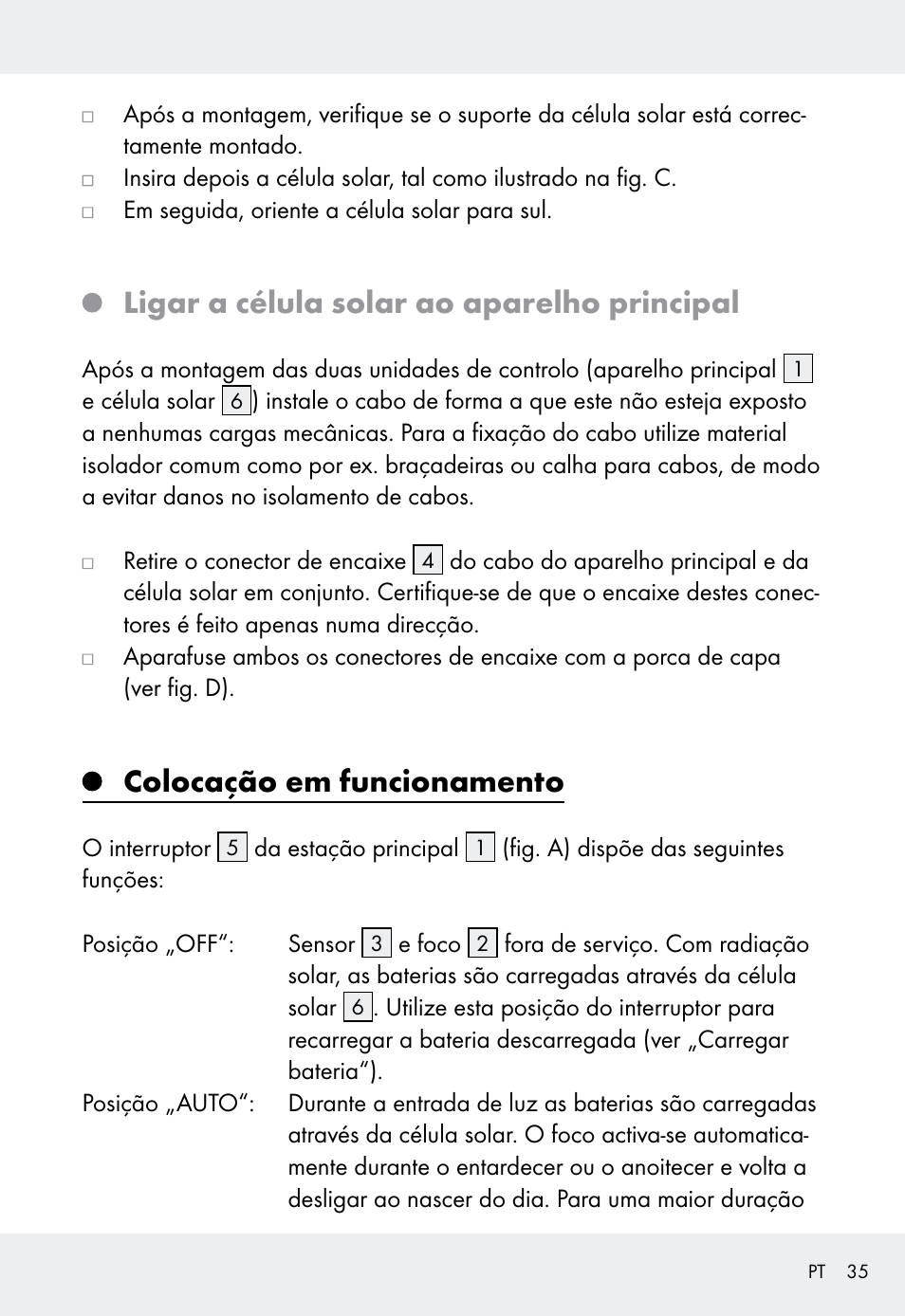 Ligar a célula solar ao aparelho principal, Colocação em funcionamento | Livarno Z31999 User Manual | Page 35 / 63