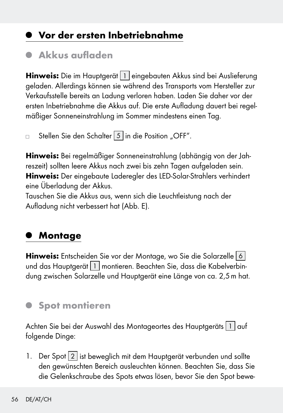 Vor der ersten inbetriebnahme akkus aufladen, Montage, Spot montieren | Livarno Z31999 User Manual | Page 56 / 63