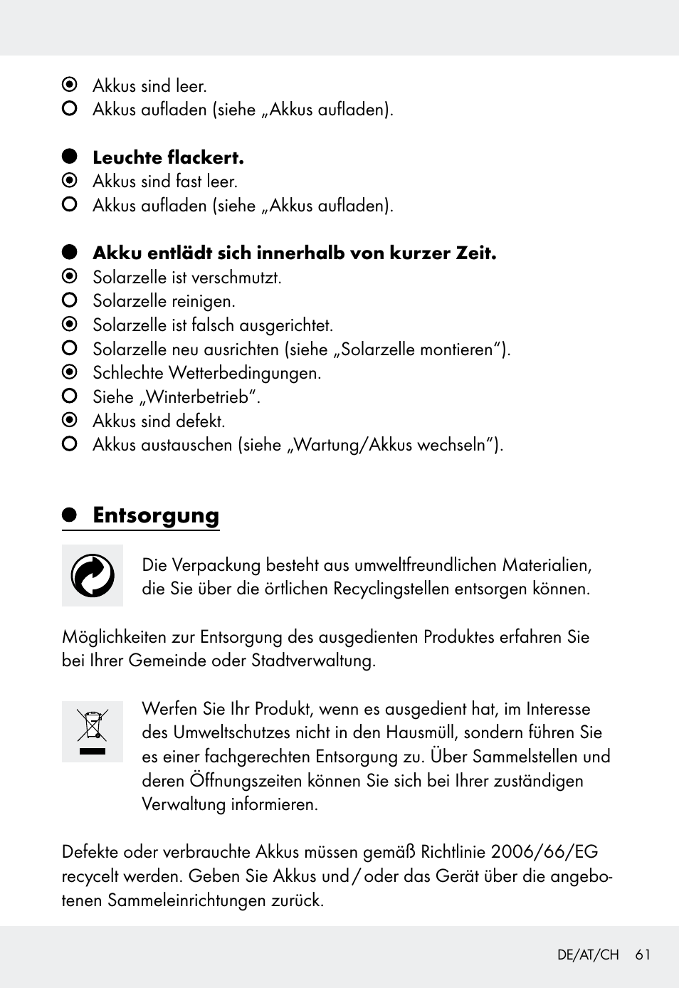 Entsorgung | Livarno Z31999 User Manual | Page 61 / 63