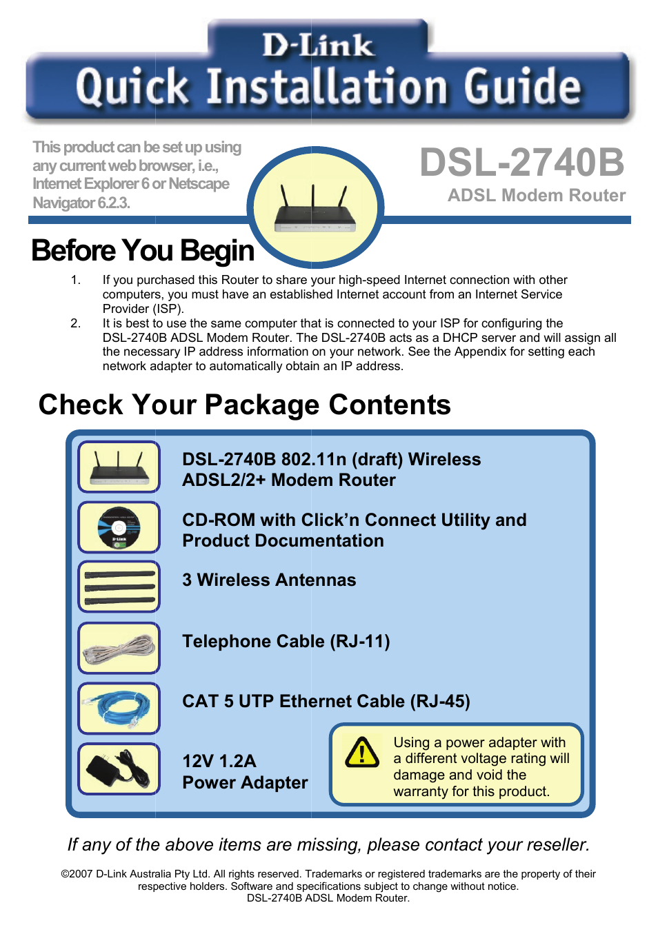 D-Link DSL 2740B User Manual | 15 pages