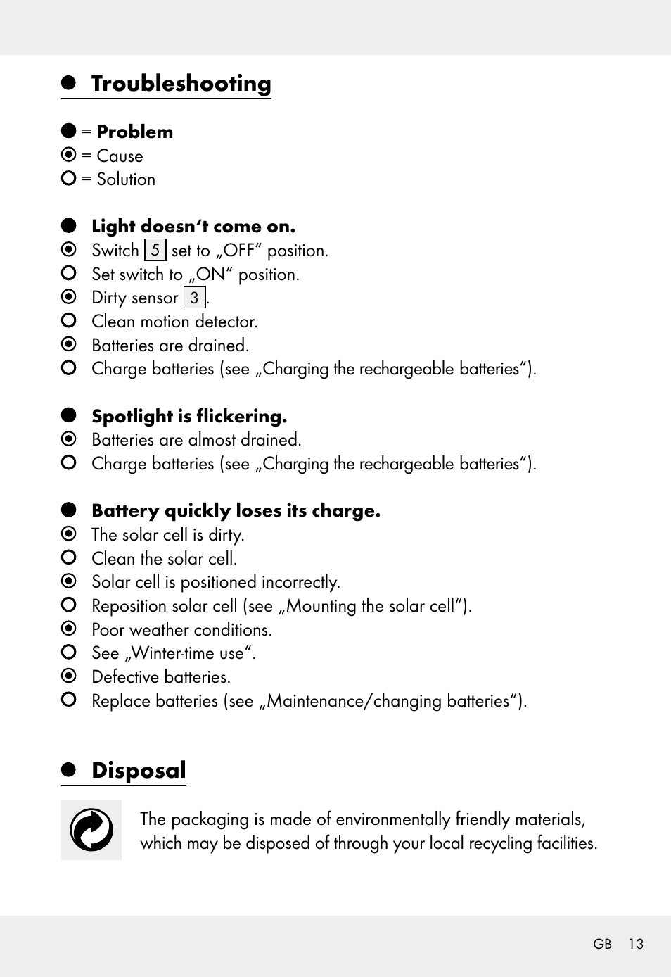 Troubleshooting, Disposal | Livarno Z31999 User Manual | Page 13 / 85