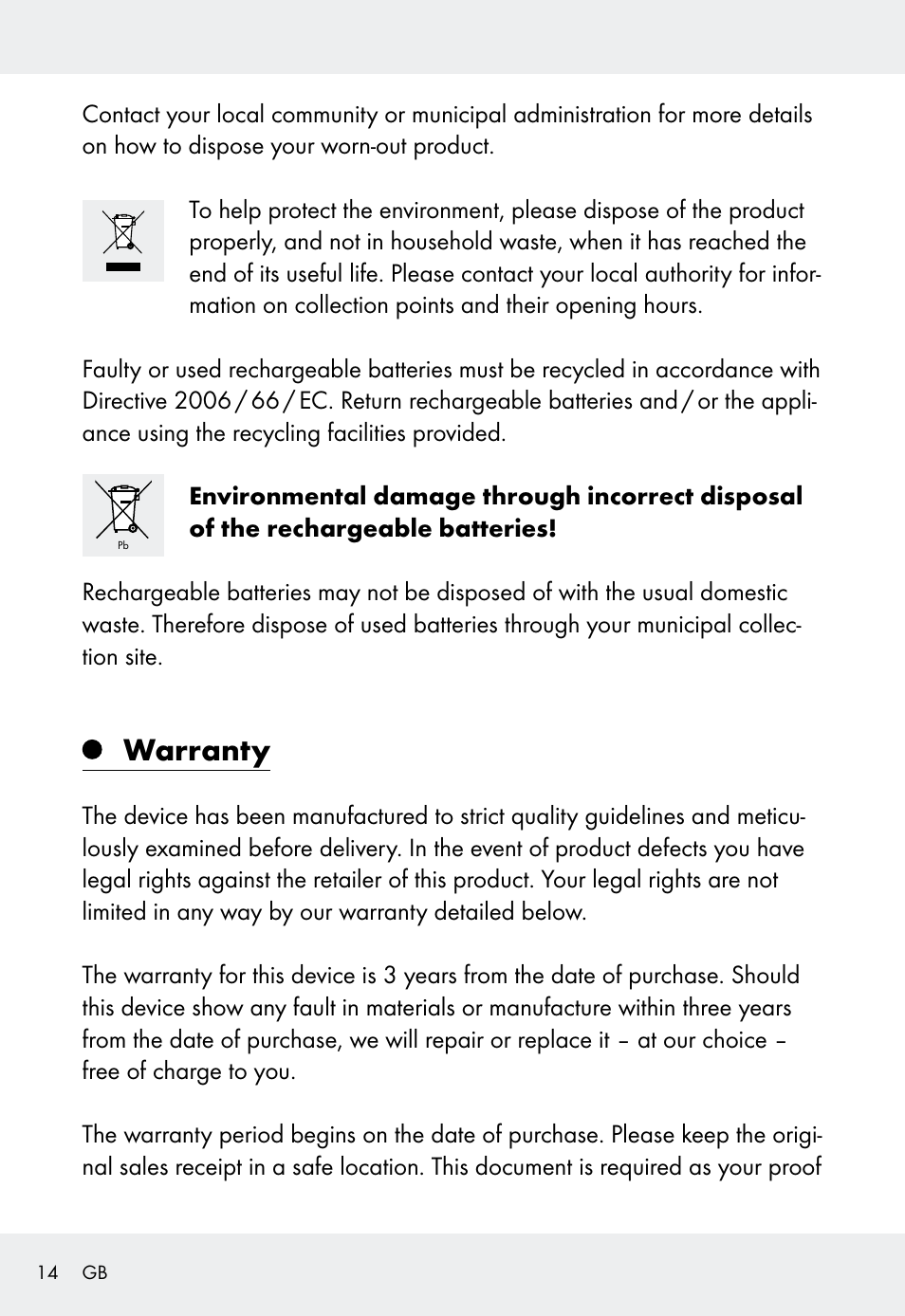 Warranty | Livarno Z31999 User Manual | Page 14 / 85
