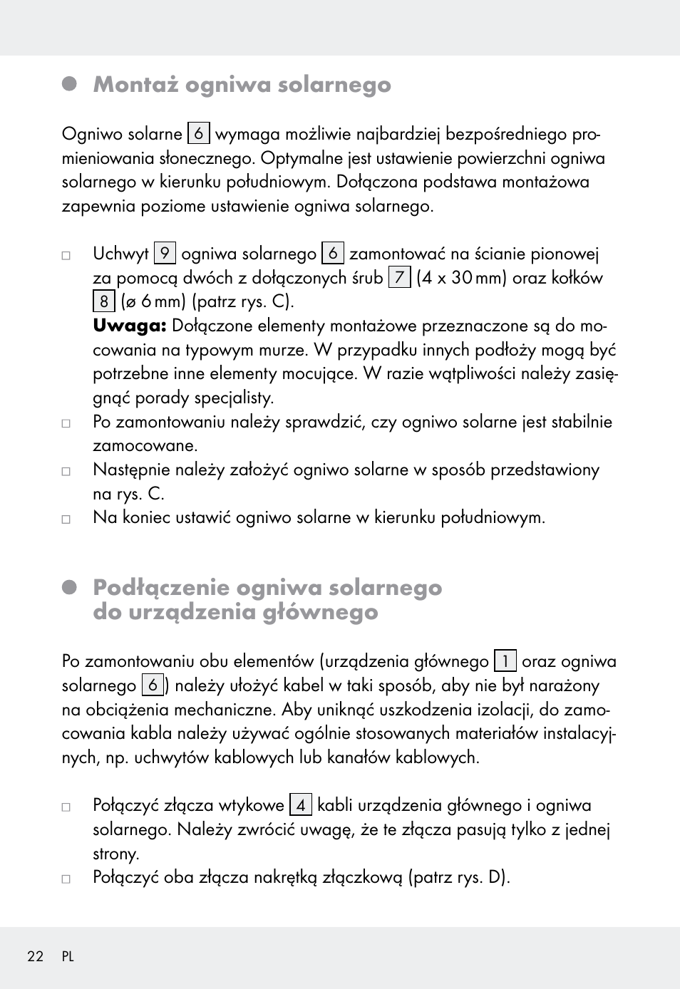 Montaż ogniwa solarnego | Livarno Z31999 User Manual | Page 22 / 85