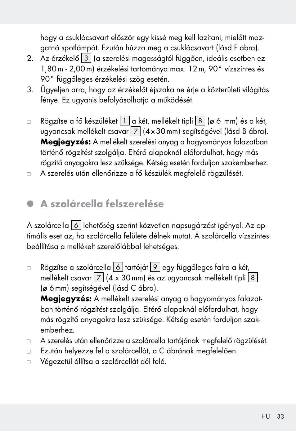 A szolárcella felszerelése | Livarno Z31999 User Manual | Page 33 / 85