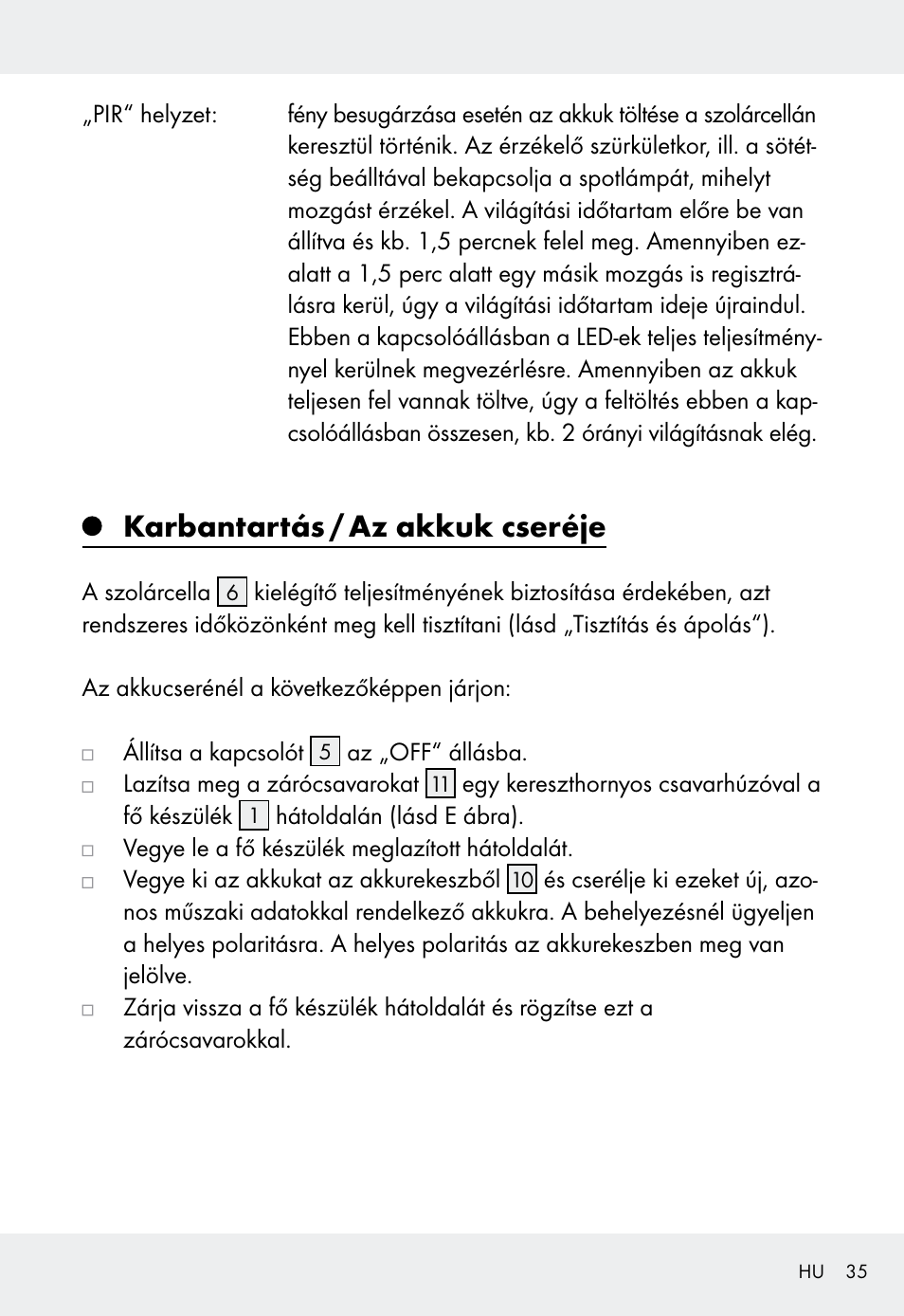 Karbantartás / az akkuk cseréje | Livarno Z31999 User Manual | Page 35 / 85