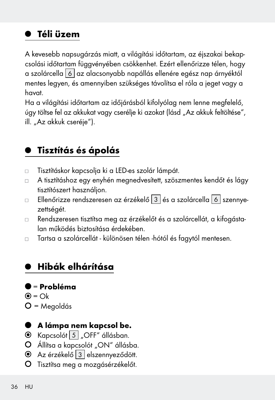 Téli üzem, Tisztítás és ápolás, Hibák elhárítása | Livarno Z31999 User Manual | Page 36 / 85