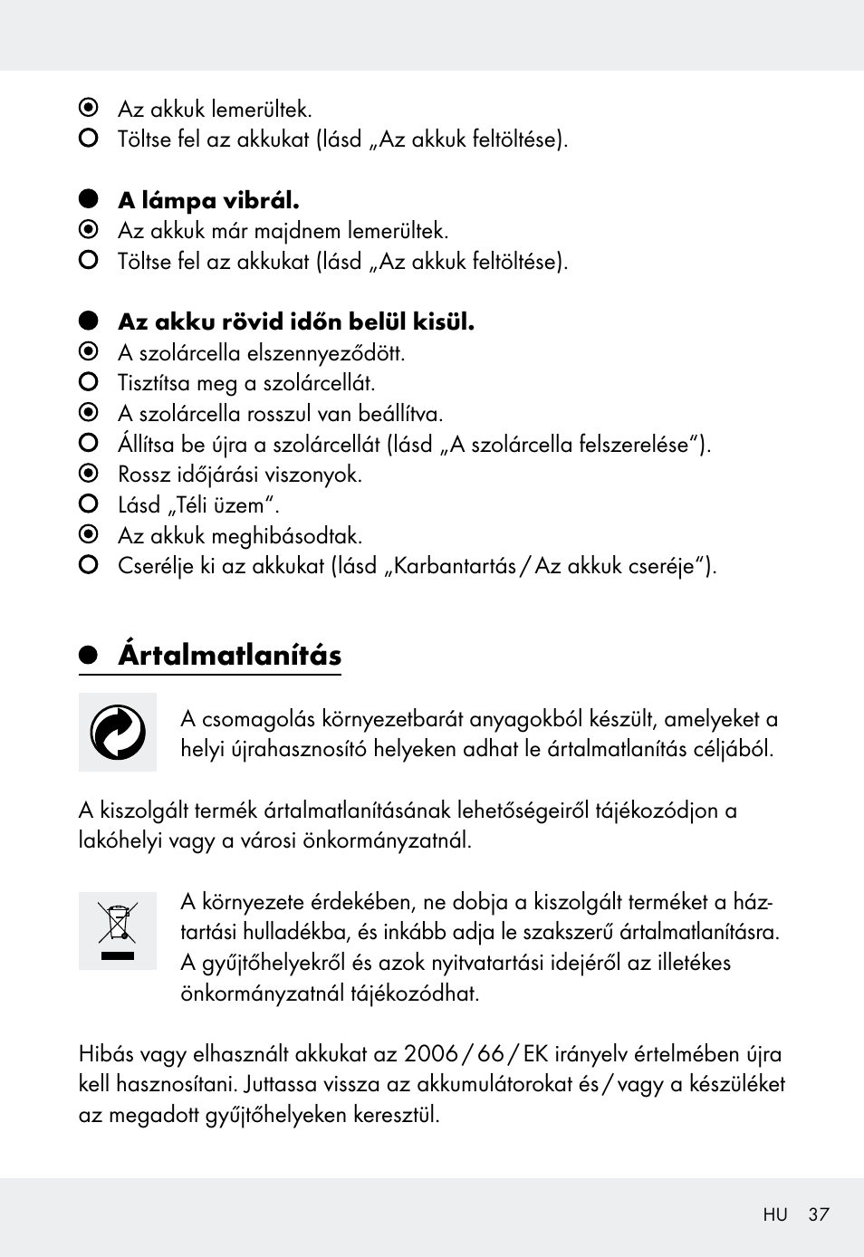 Ártalmatlanítás | Livarno Z31999 User Manual | Page 37 / 85