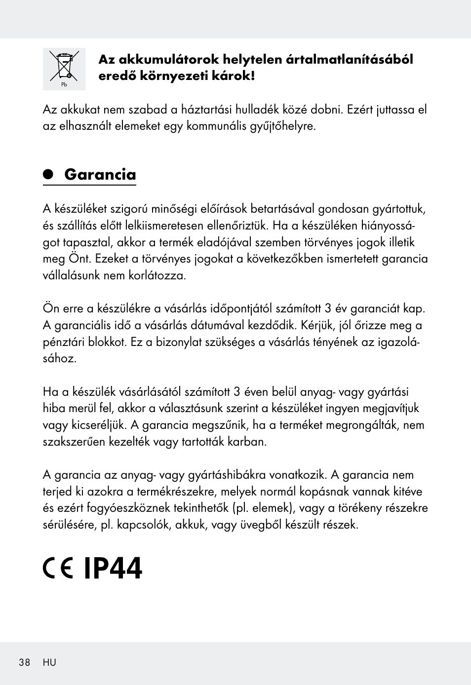 Garancia | Livarno Z31999 User Manual | Page 38 / 85