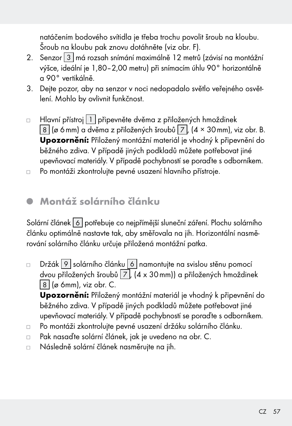 Montáž solárního článku | Livarno Z31999 User Manual | Page 57 / 85